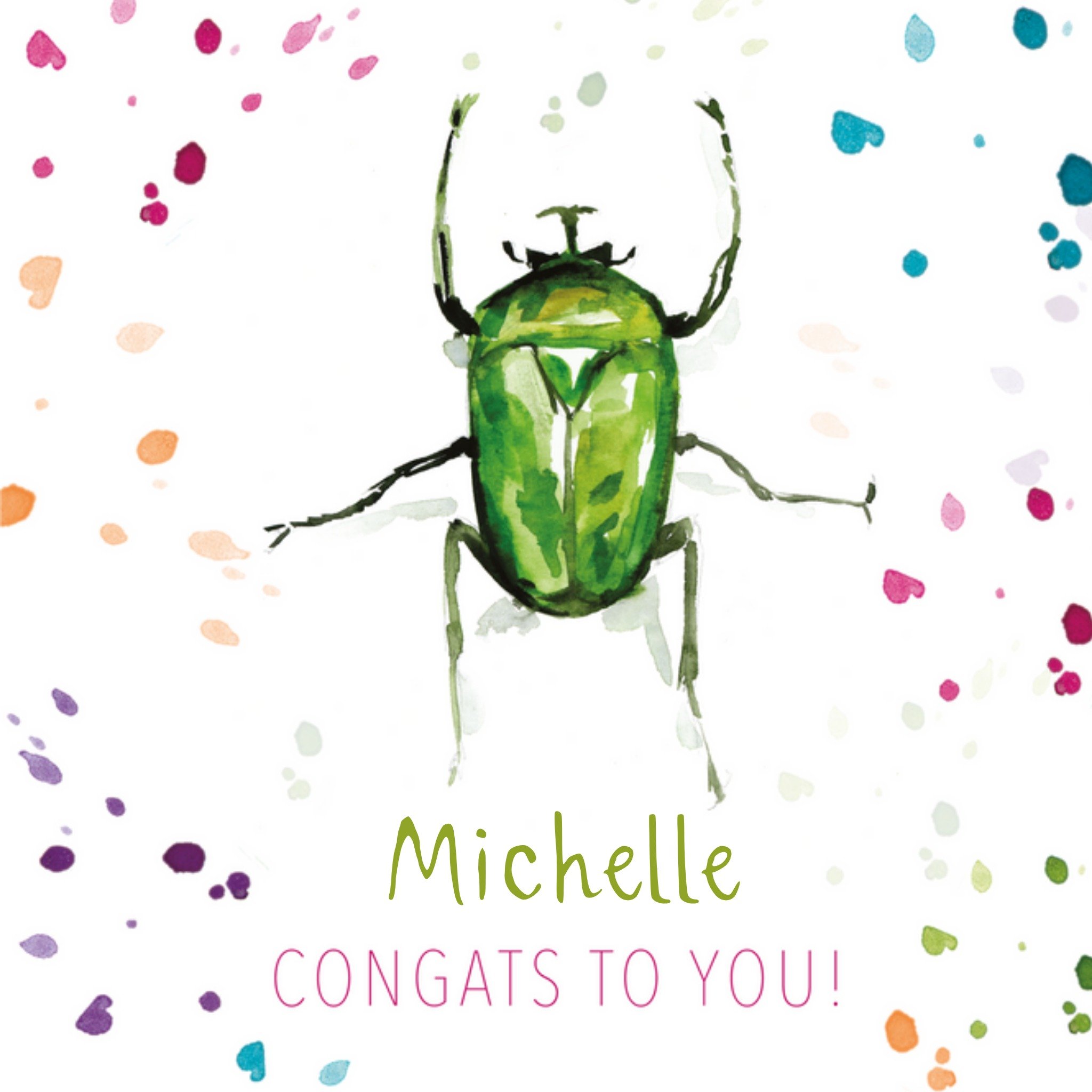 Michelle Dujardin - Verjaardagskaart - Insect - Aanpasbare naam