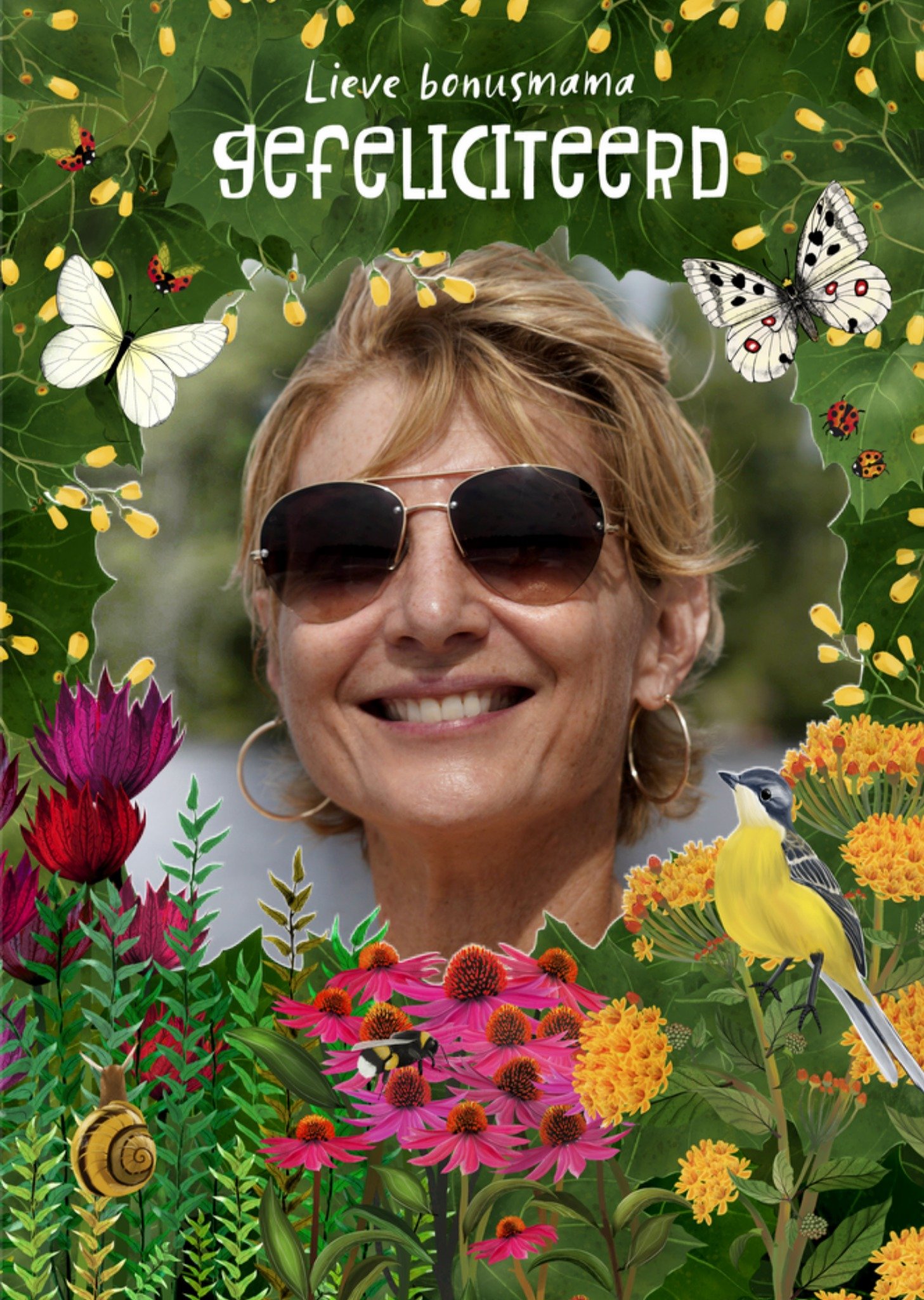 Patricia Hooning - Verjaardagskaart - Met foto - Bonusmama - Bloemen