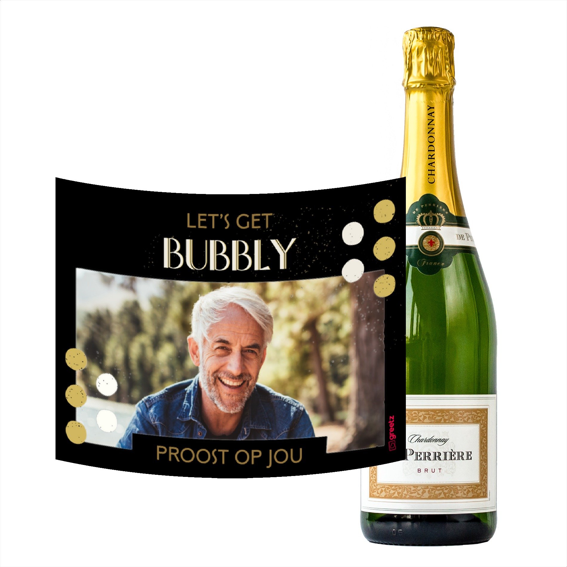 Perriere - Brut Chardonnay - Let's get bubbly met eigen foto - 750ml