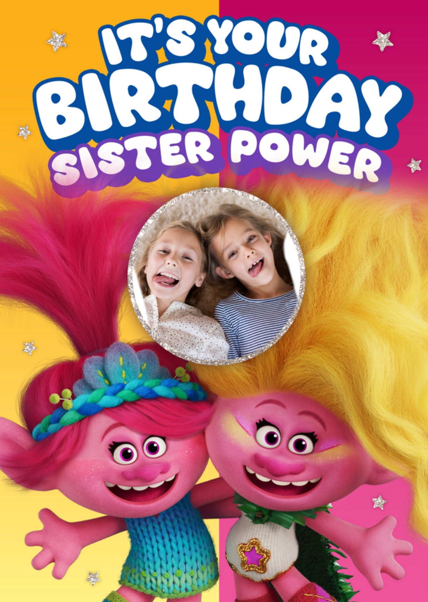 Trolls - Verjaardagskaart - Sister power - Met foto
