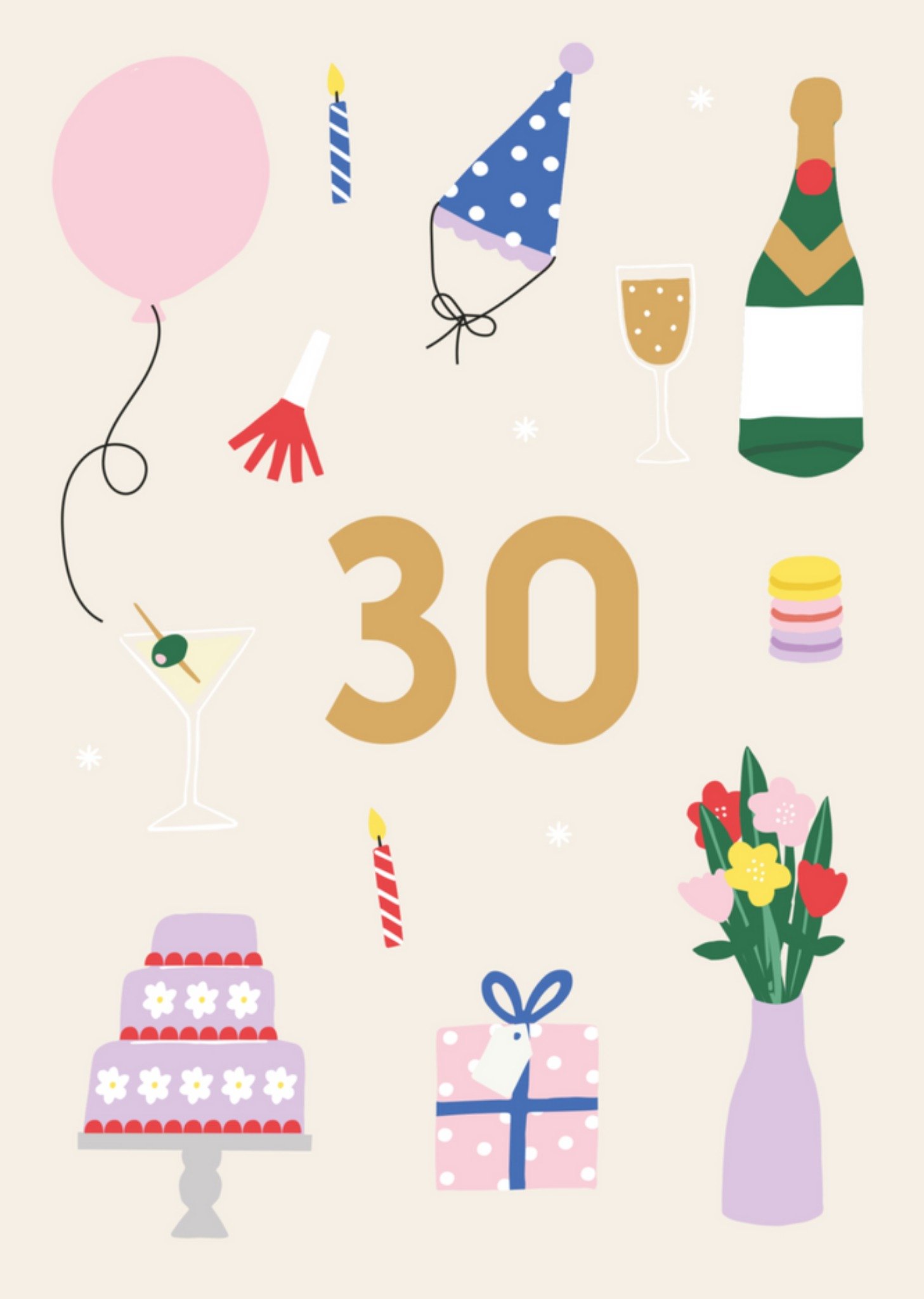 Verjaardagskaart - met leeftijd 30