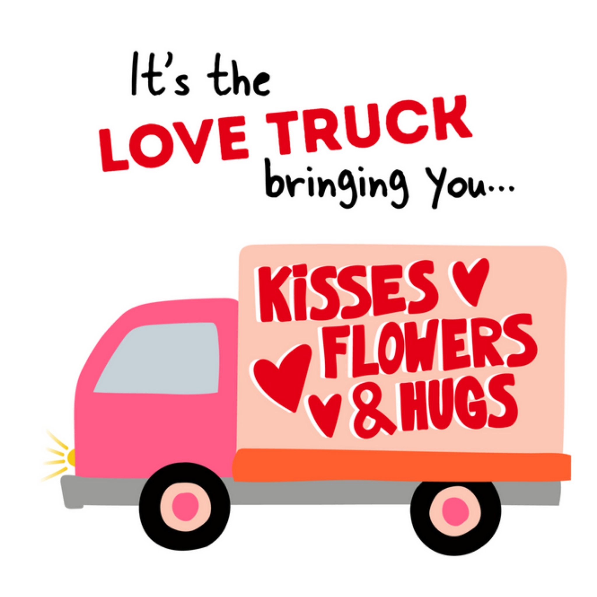 Valentijnskaart - vrachtwagen - roze