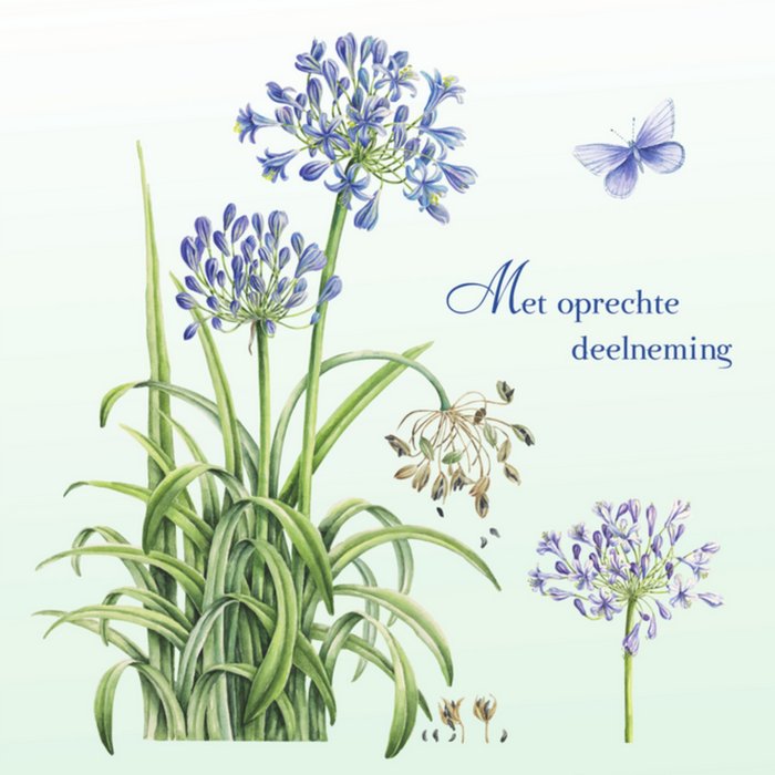 Kaart met boeket van blauwe bloemetjes
