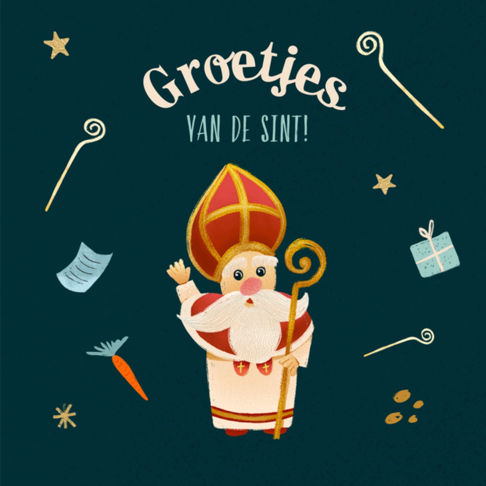 Greetz - Sinterklaaskaart - groetjes - illustratie