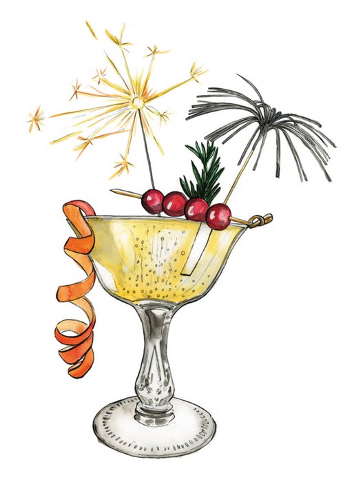 Marie Bodié | Nieuwjaarskaart | cocktail
