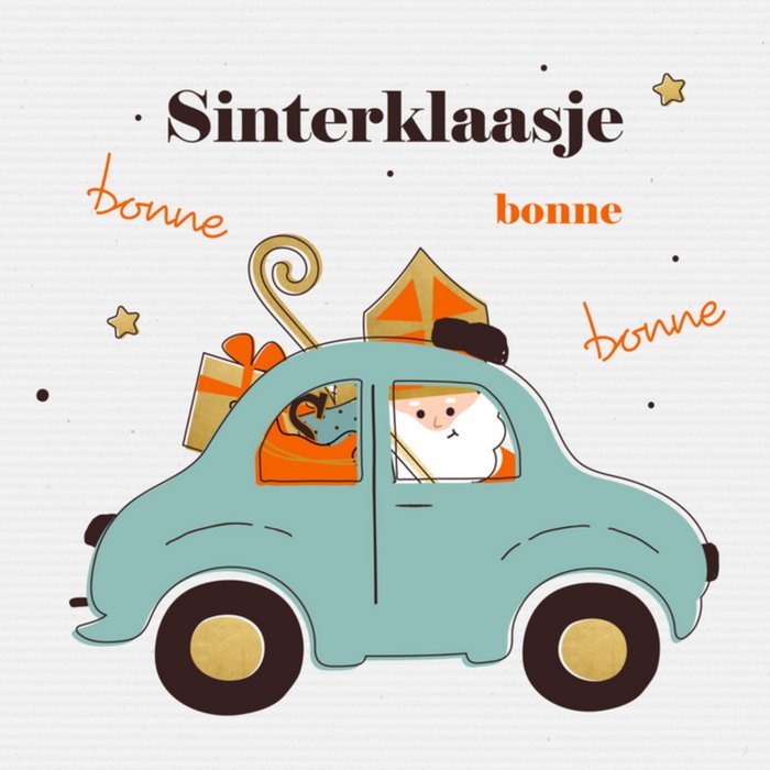 Greetz | Sinterklaaskaart | auto | illustratie