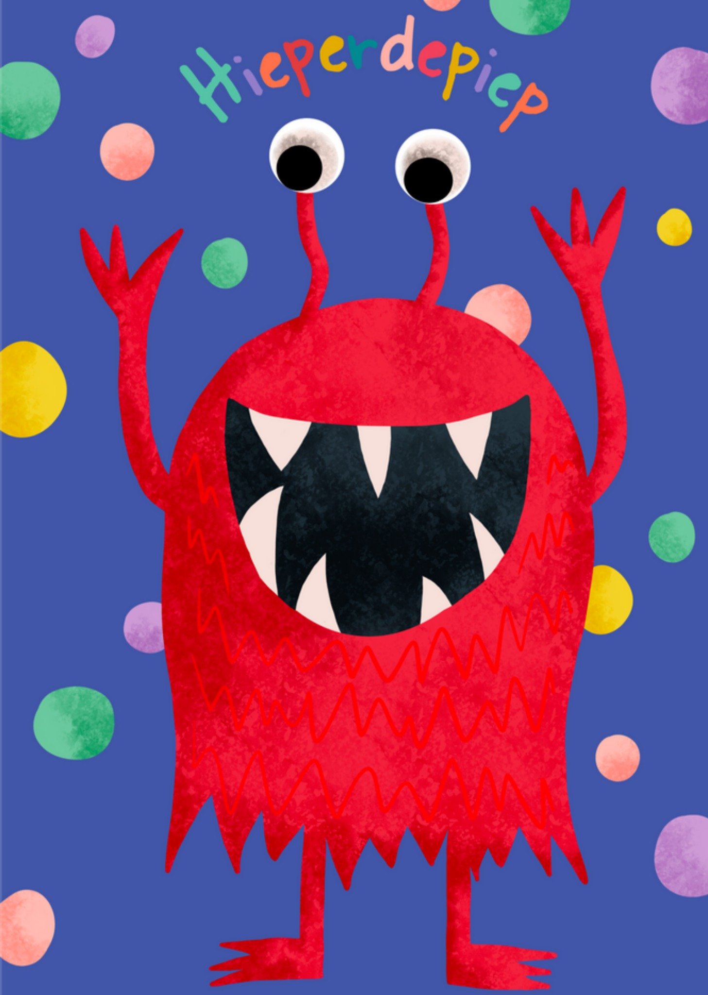 Verjaardagskaart - Rood monster