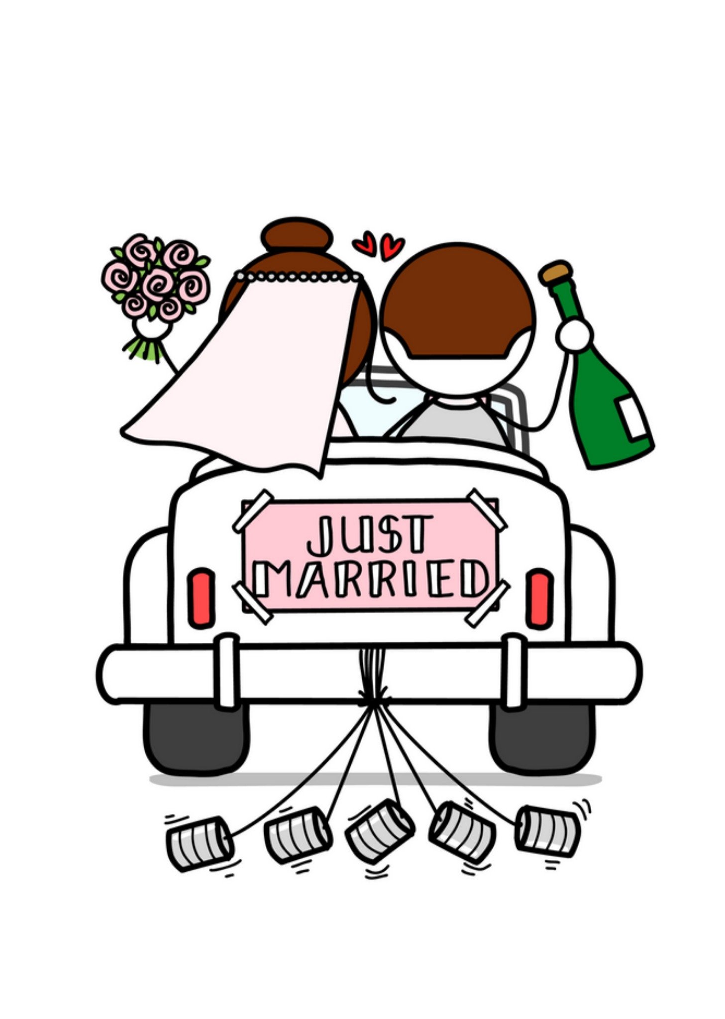 YH Tekent - Huwelijkskaart - Just Married