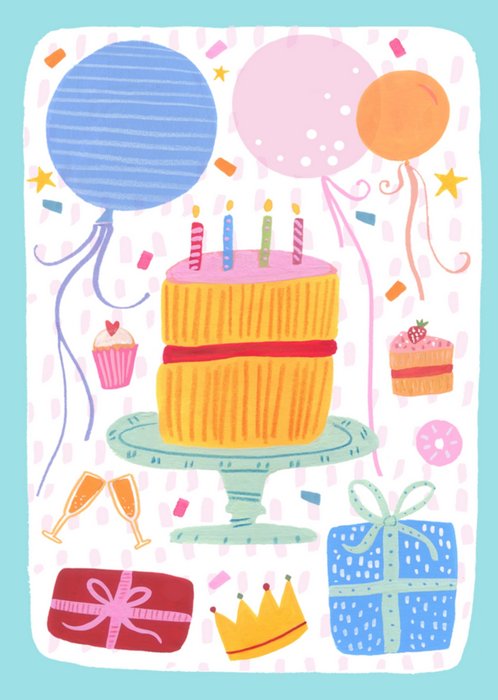 Greetz | Verjaardagskaart | taart en ballonnen