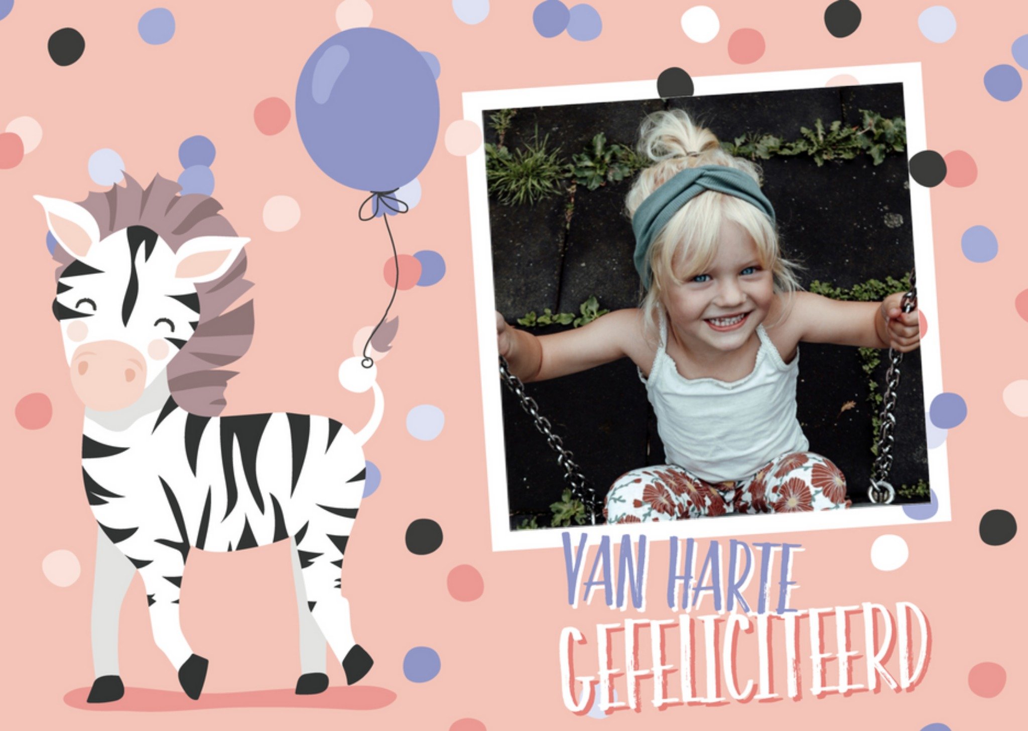 Tante Kaartje - Verjaardagskaart - zebra - foto