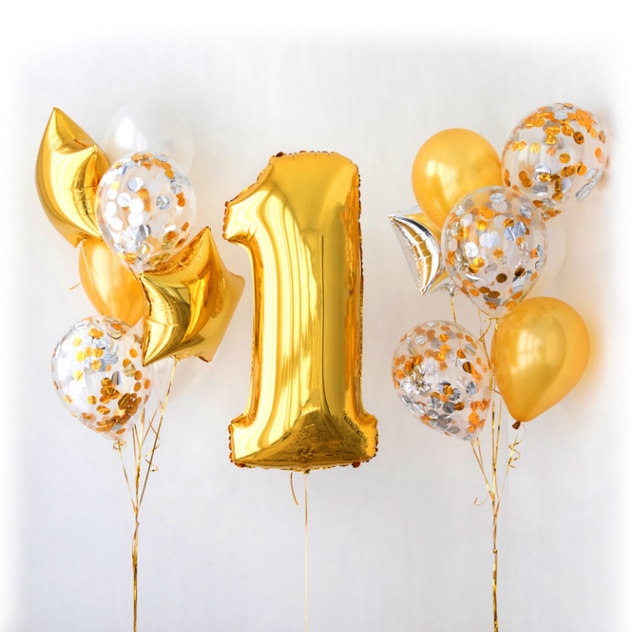 Verjaardagskaart - 1 jaar ballonnen
