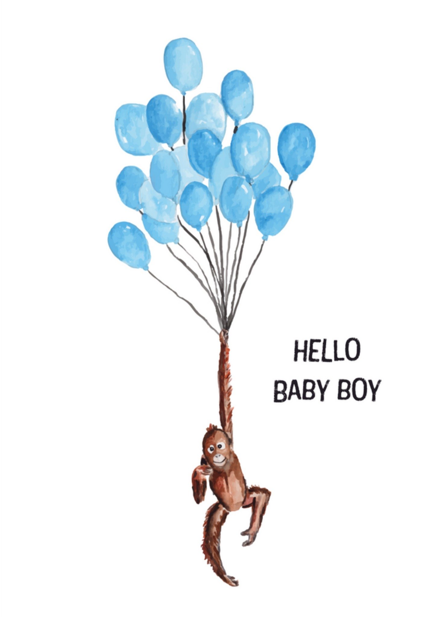 Geboortekaart- aap - ballonnen