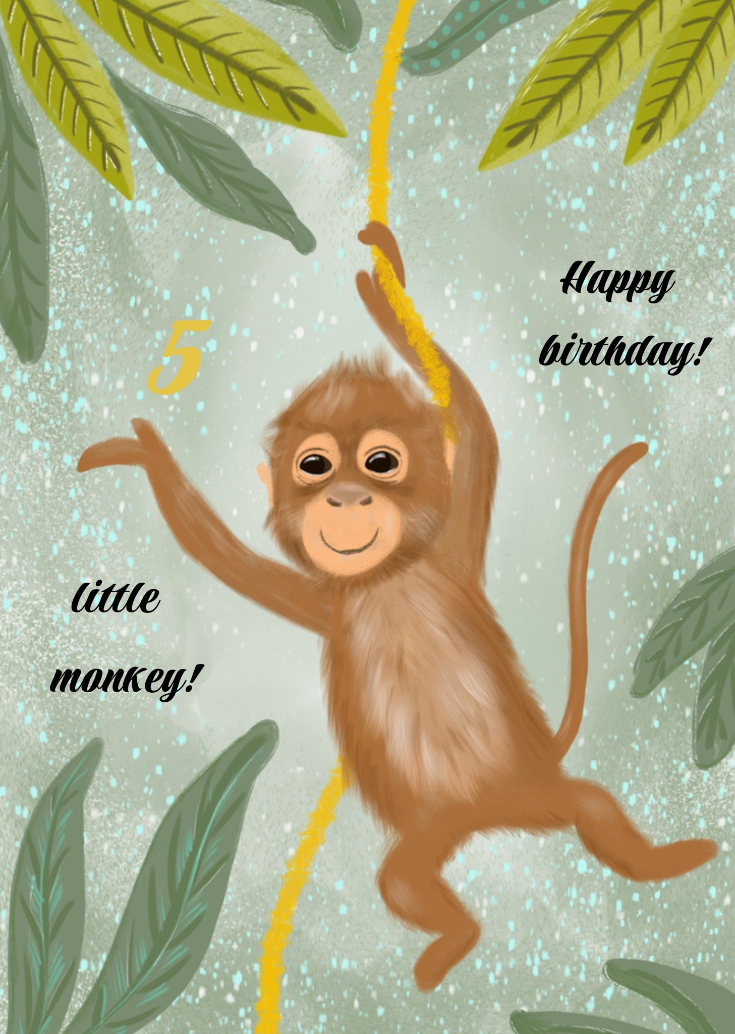 Tsjip - Verjaardagskaart - aap - met leeftijd