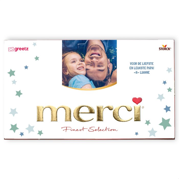 Merci assorti | Liefste papa met eigen foto en tekst | 400gr