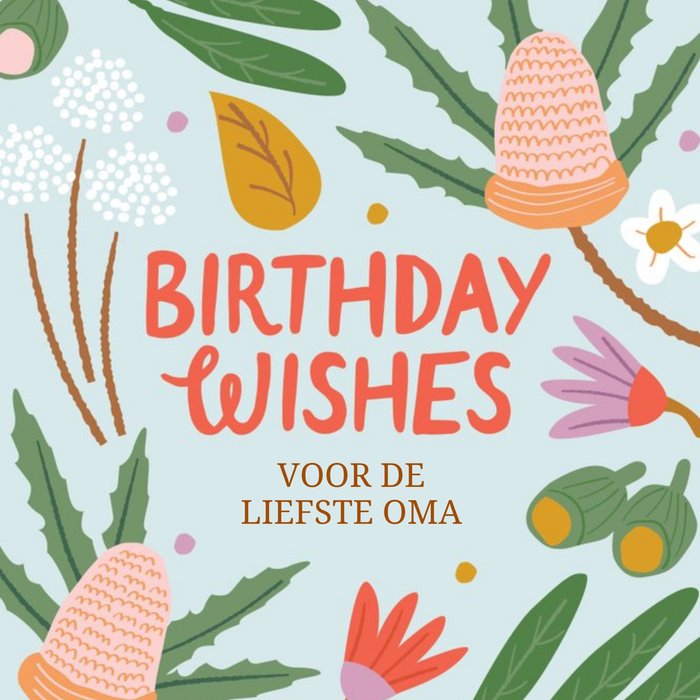 Greetz | Verjaardagskaart | Bladeren | Liefste Oma