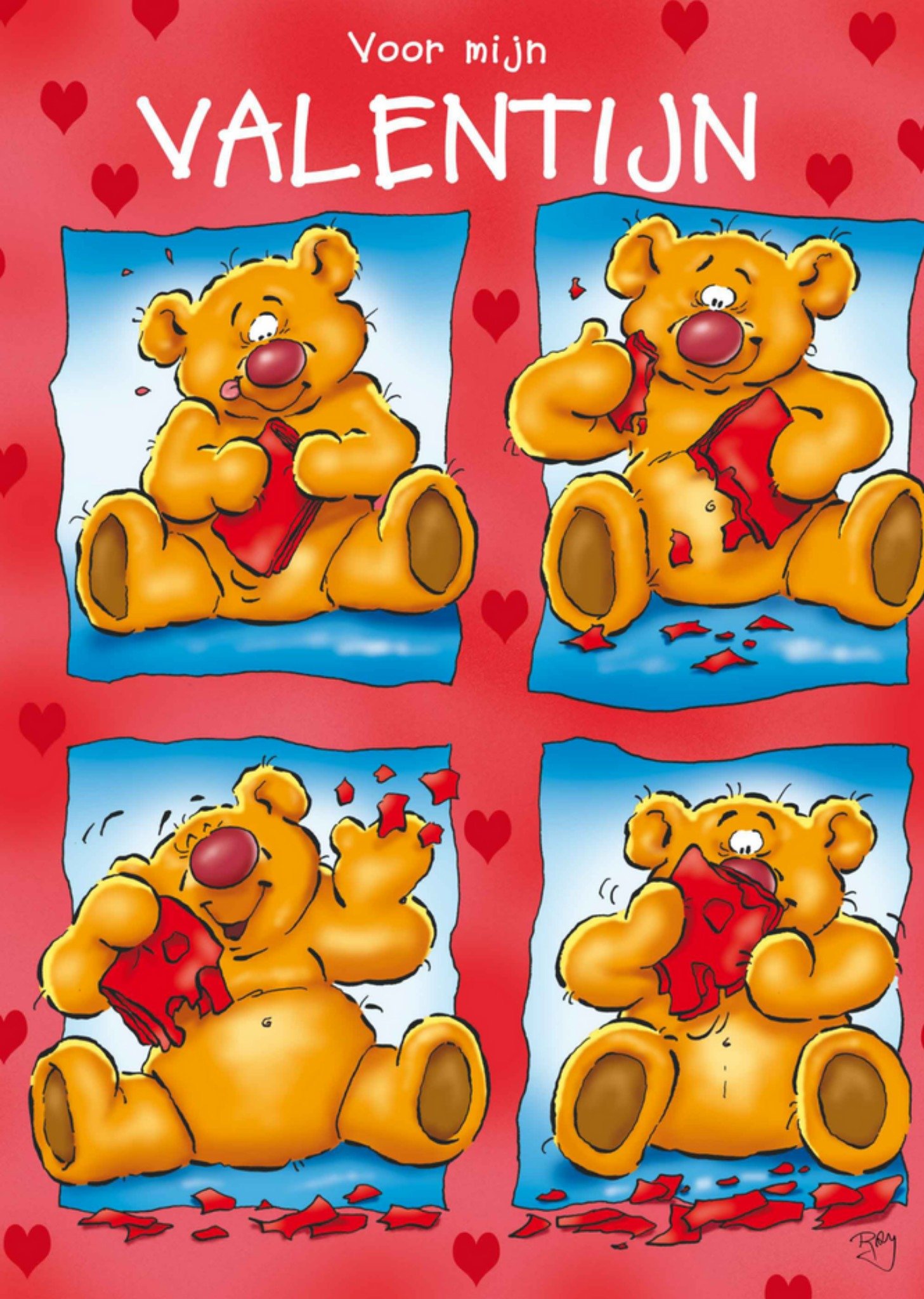 Doodles - Valentijnskaart - beer - rood
