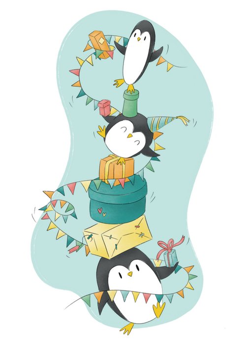 Studio Fred Illustraties | Verjaardagskaart | Pinguins | Cadeaus