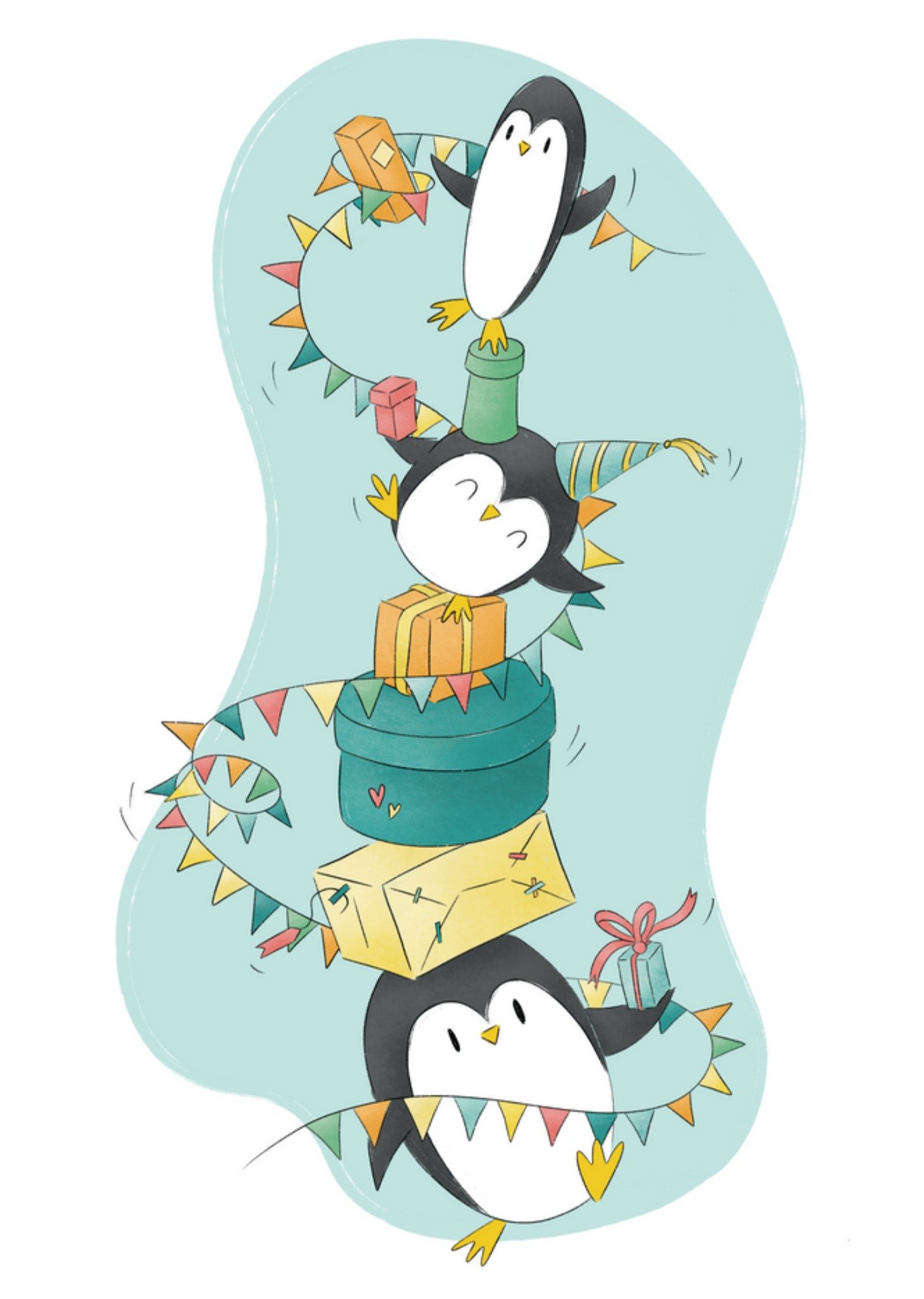 Studio Fred Illustraties - Verjaardagskaart - Pinguins - Cadeaus