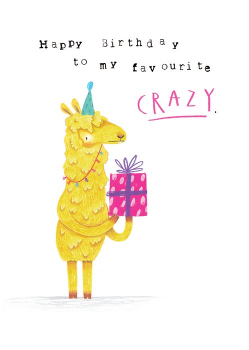 Greetz | Verjaardagskaart | lama met cadeautje