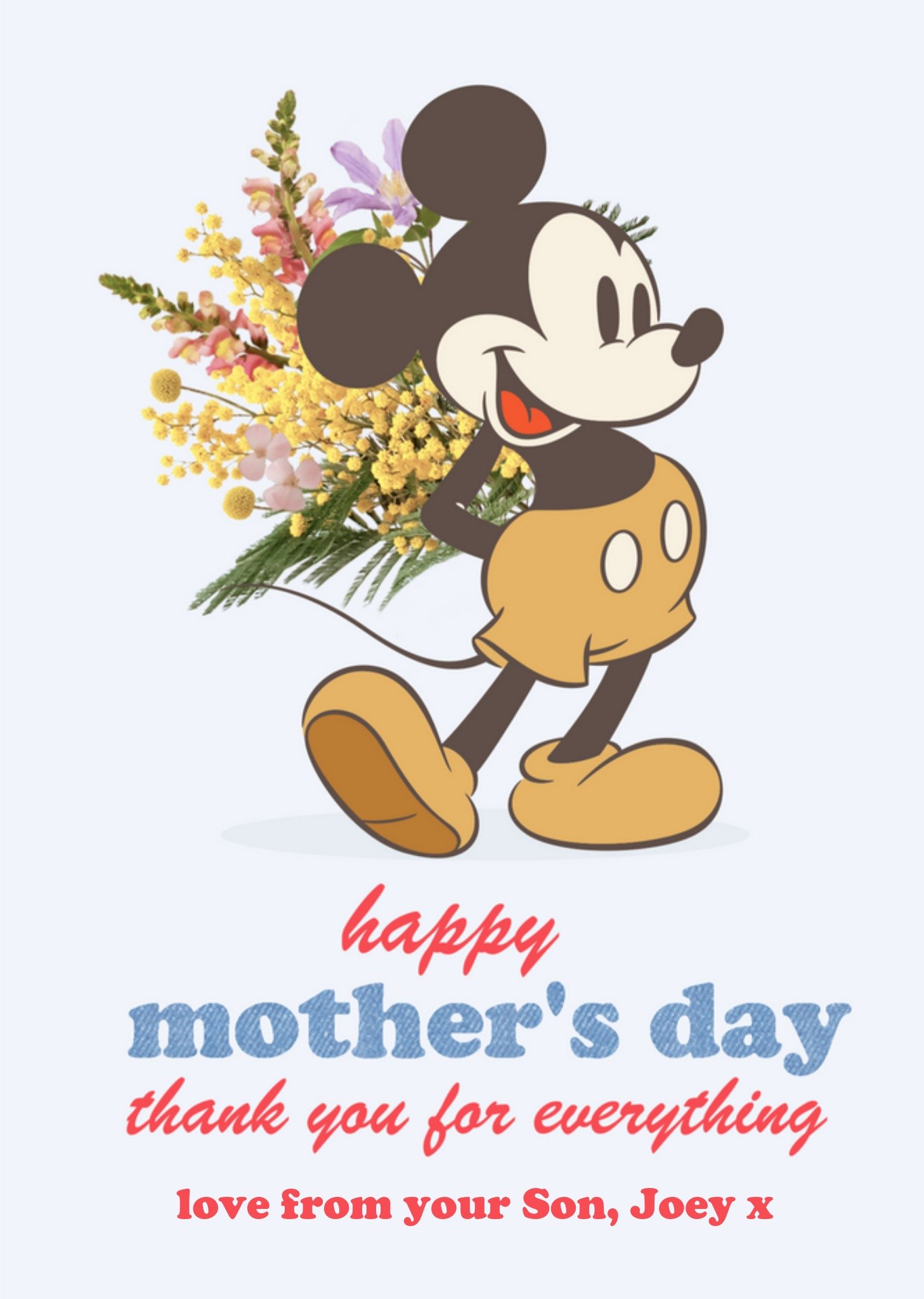 Disney - Moederdagkaart - Mickey Mouse - Bloemen