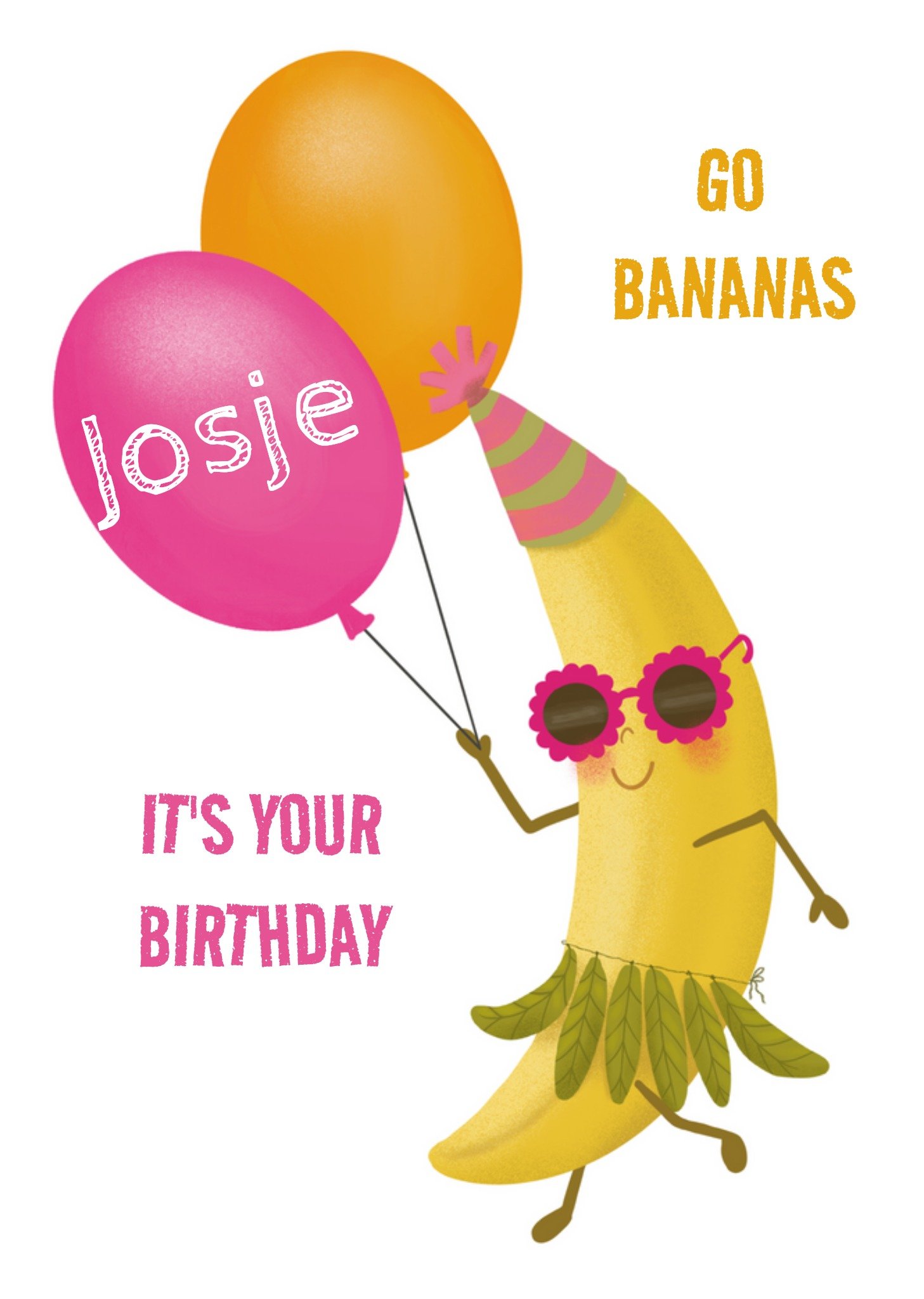Tsjip - Verjaardagskaart - met naam - banaan