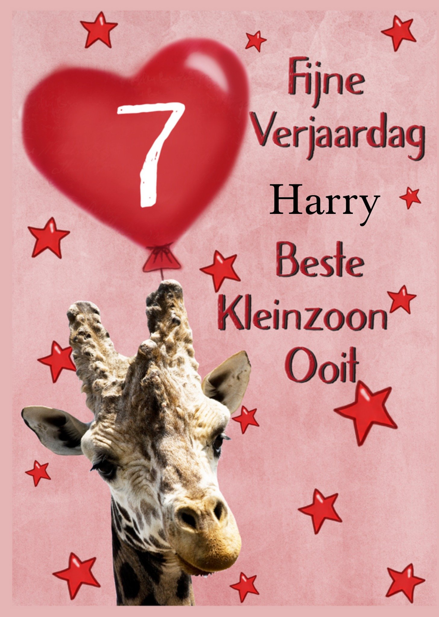 Alex Sharp - Verjaardagskaart - giraf - 7 jaar