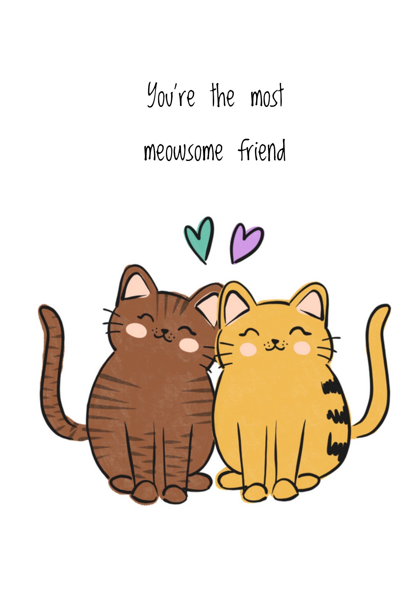 Vriendschapskaart - katten - vrienden