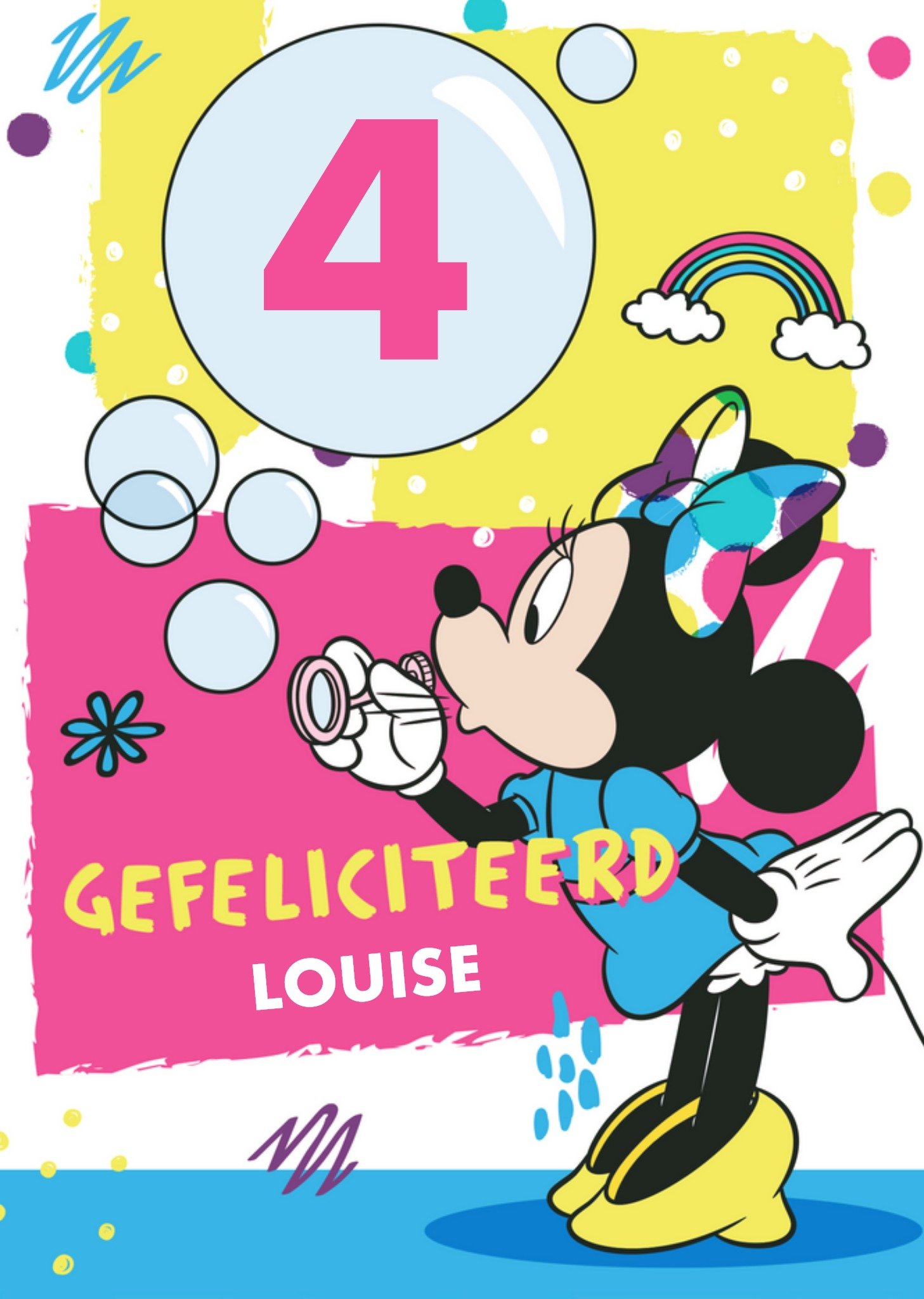 Disney - Verjaardagskaart - Minnie Mouse - Met leeftijd en naam