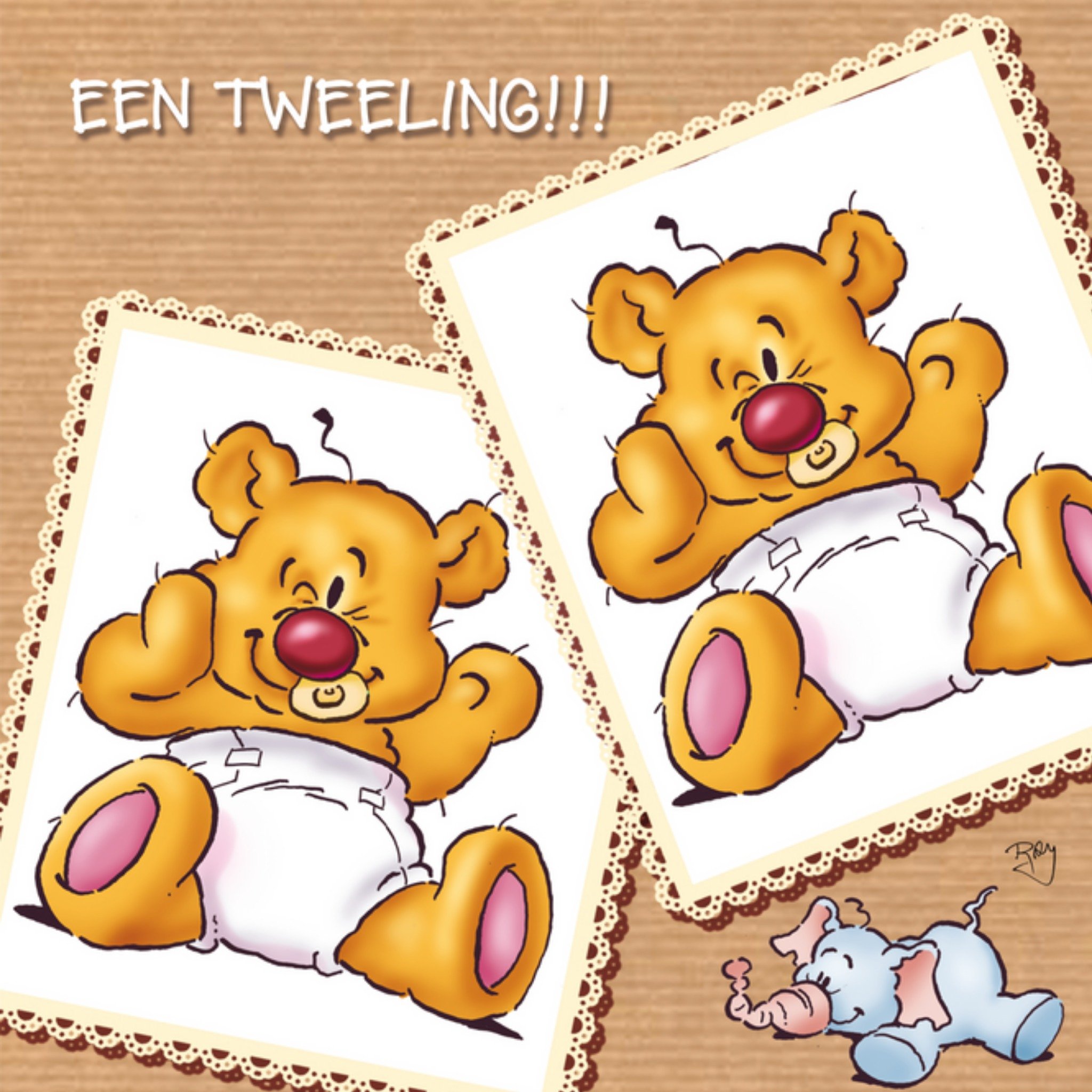 Doodles - Geboortekaart - tweeling - beer