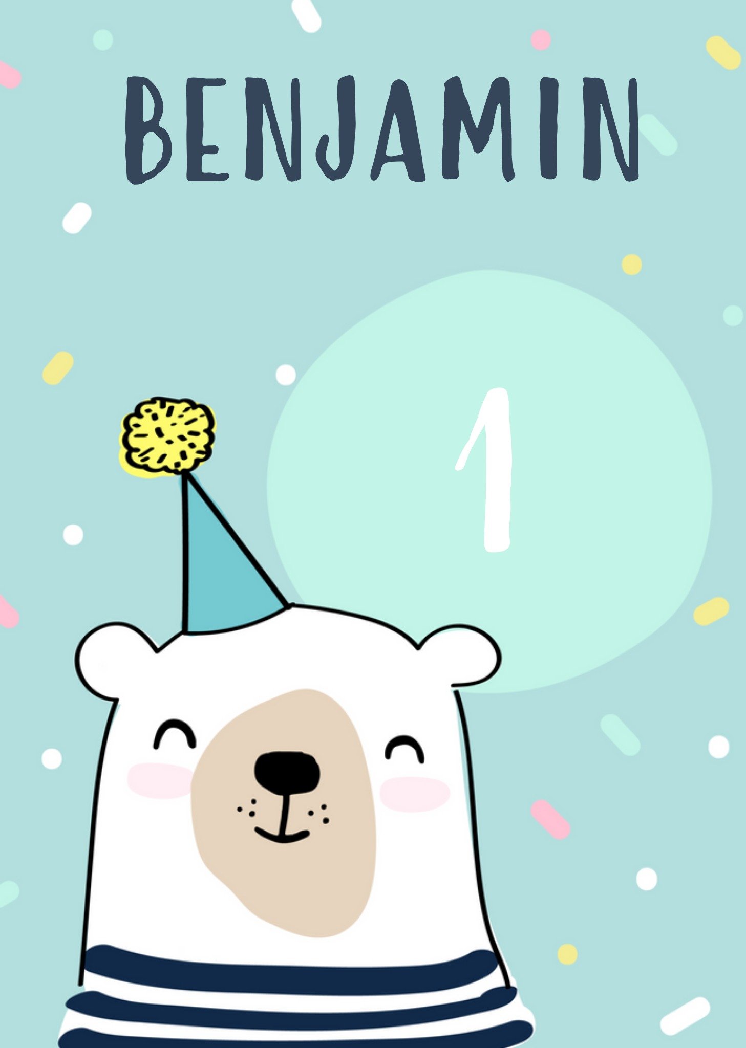 Verjaardagskaart - IJsbeer - met naam en leeftijd