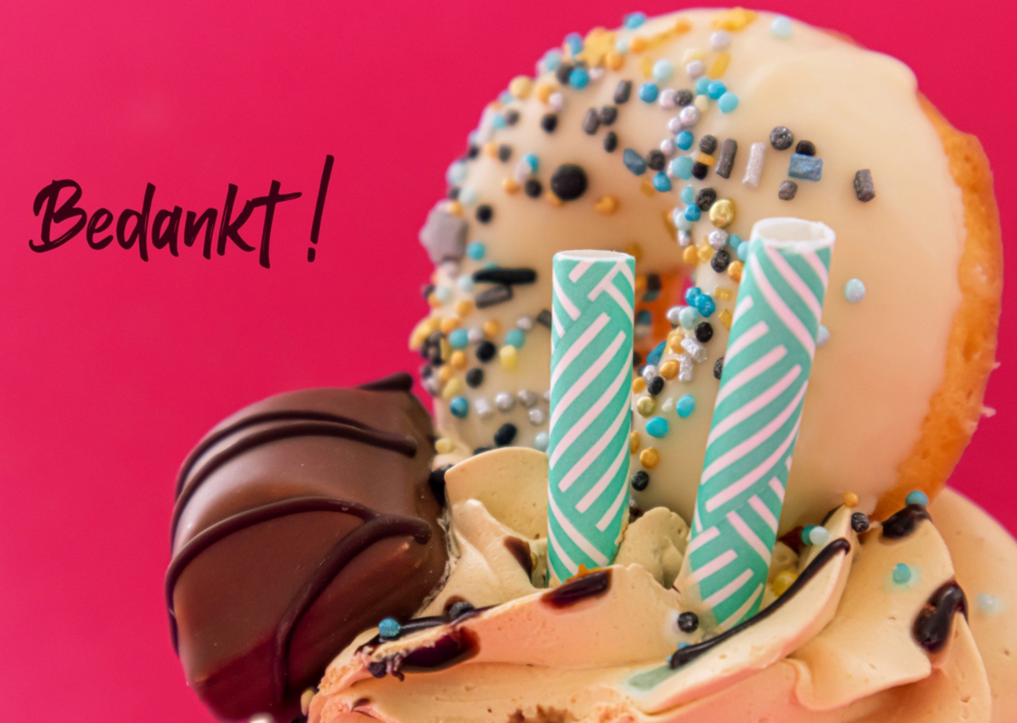 Photoflash - Bedankkaart - cupcake - donut