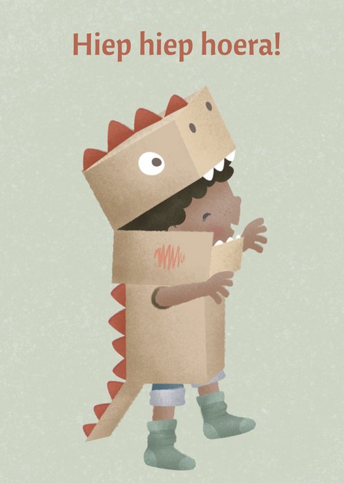 Little Dutch | Verjaardagskaart | Dinosaurus kostuum
