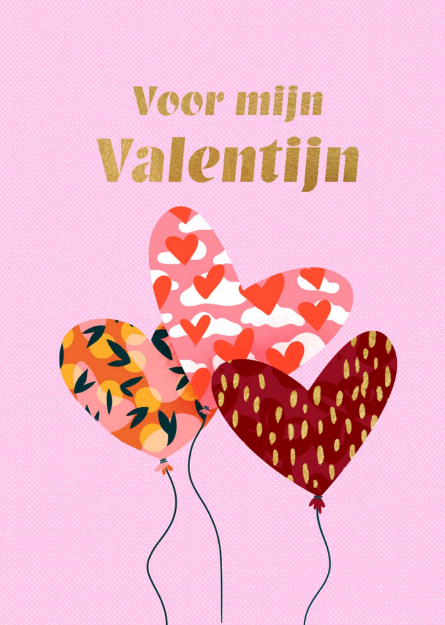 Valentijnskaart - ballonnen - hartjes