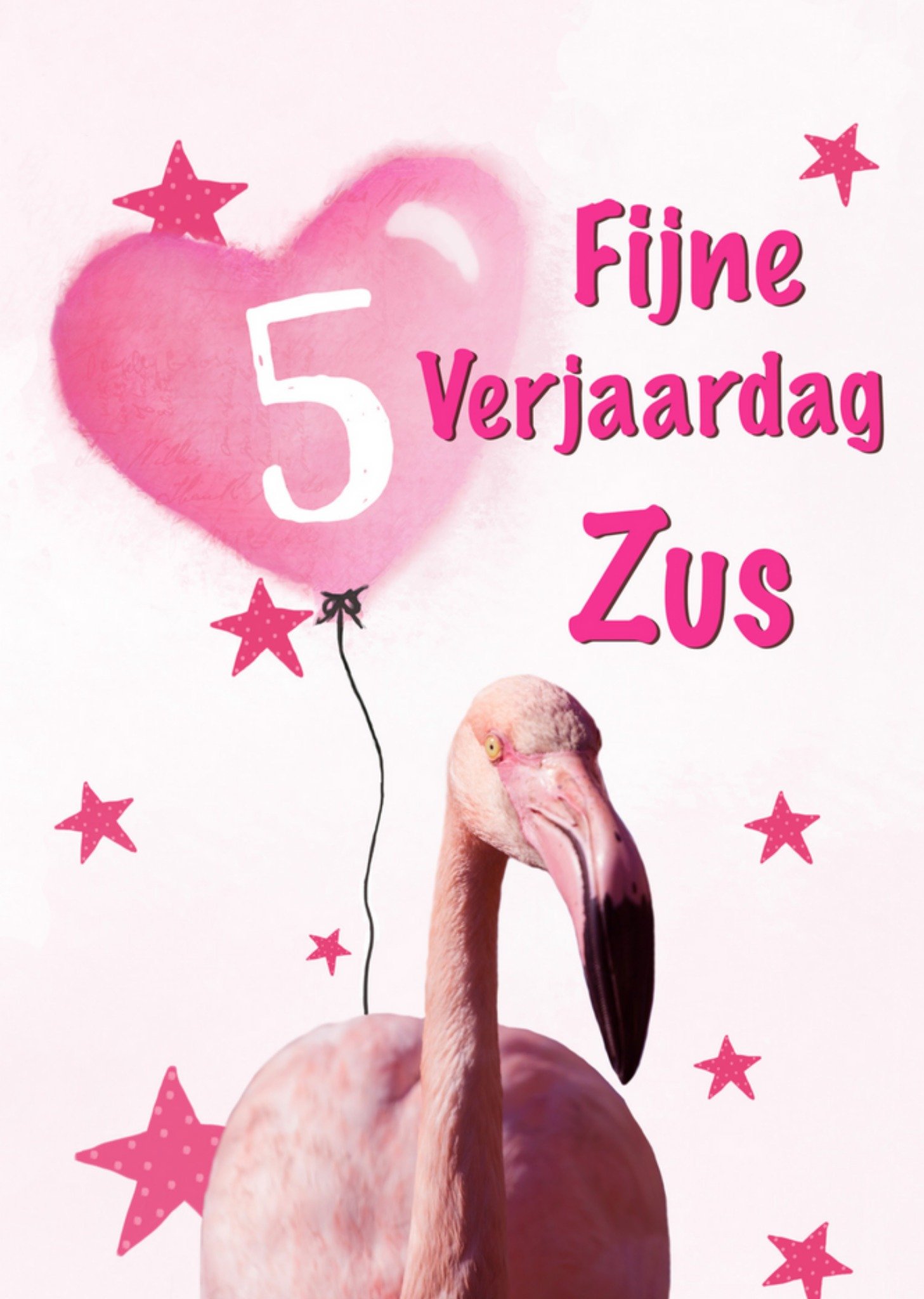 Alex Sharp - Verjaardagskaart - flamingo - zus