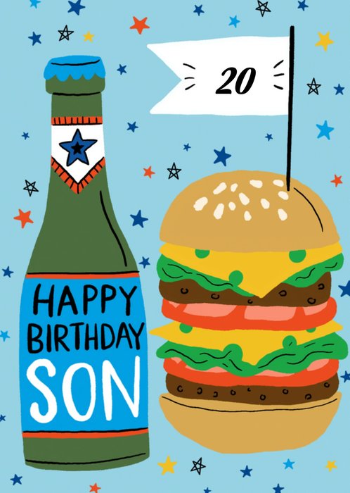 Greetz | Verjaardagskaart | Hamburger en bier