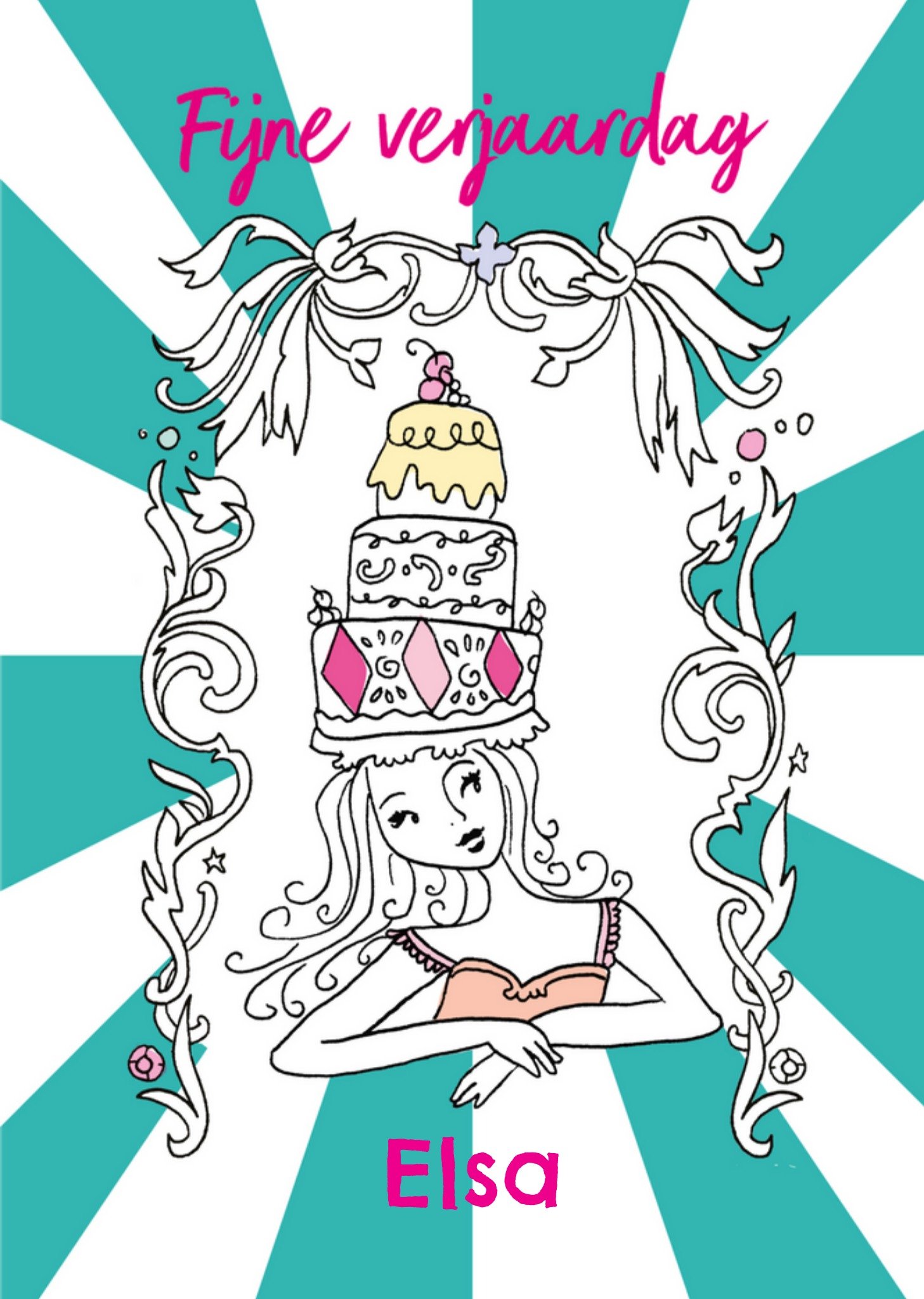 Jill - Verjaardagskaart - Kleurplaat - Fijne verjaardag