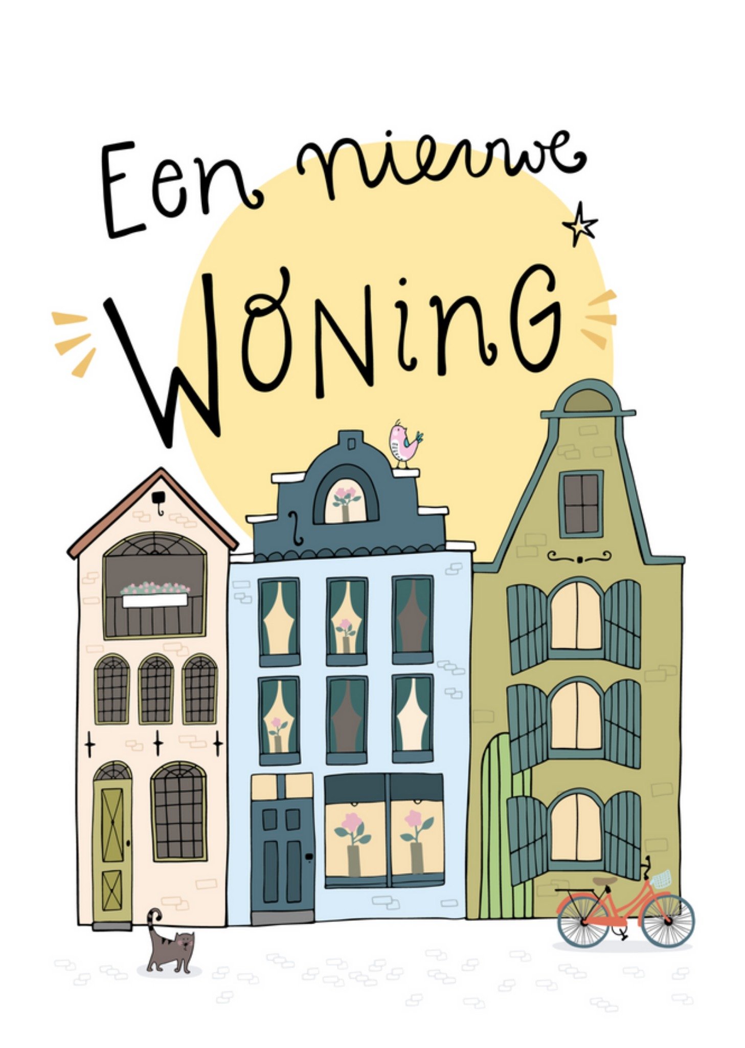 Funny Side Up - Nieuwe Woning kaart - Illustratie - Huis