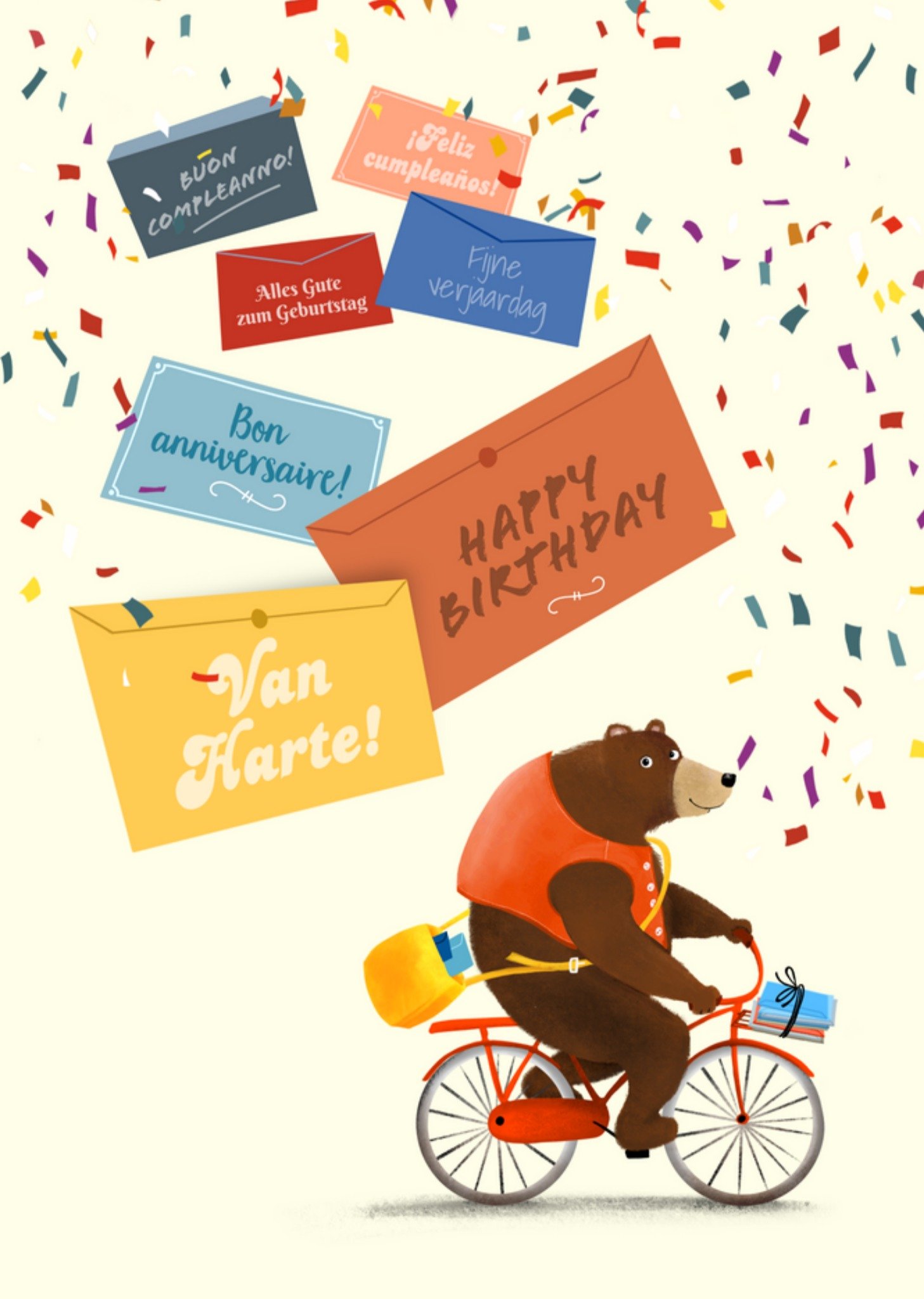 Verjaardagskaart - Beer op de fiets