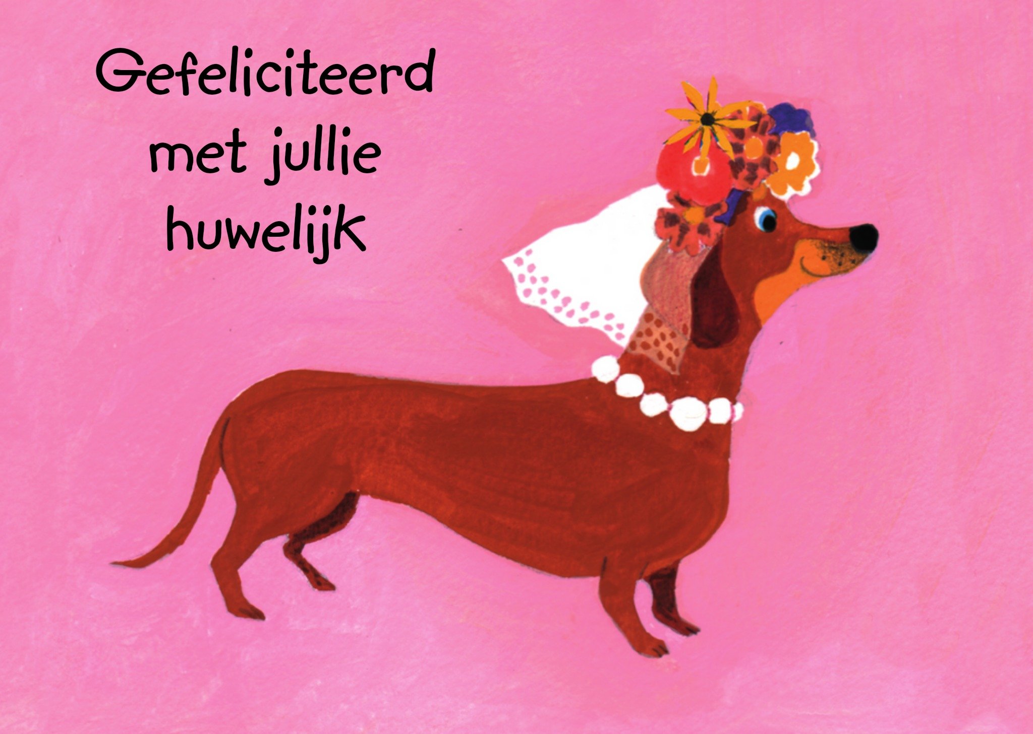 Noëlle Smit - Huwelijkskaart - Bloemen - Teckel