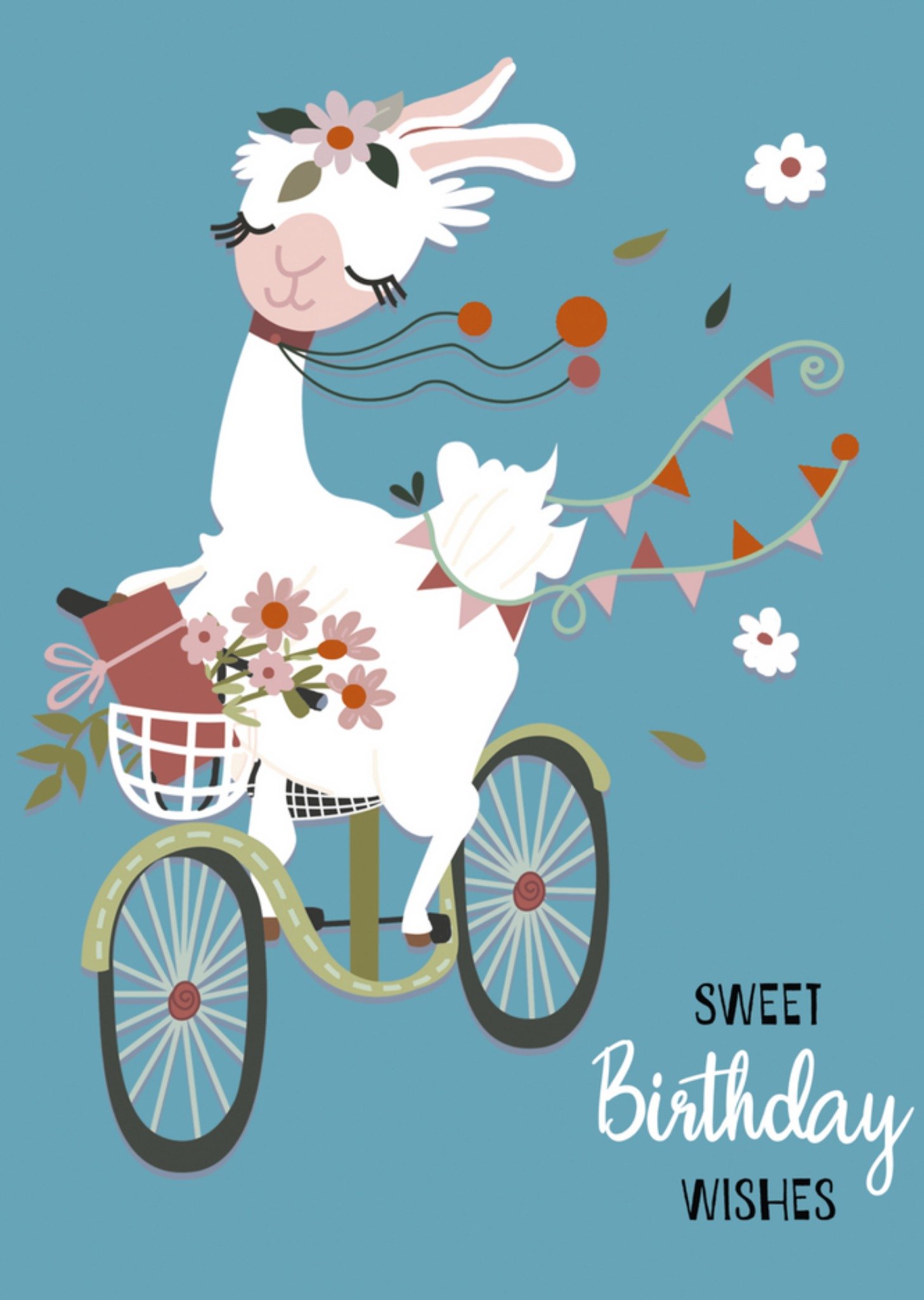 Paperclip - Verjaardagskaart - Lama op de fiets