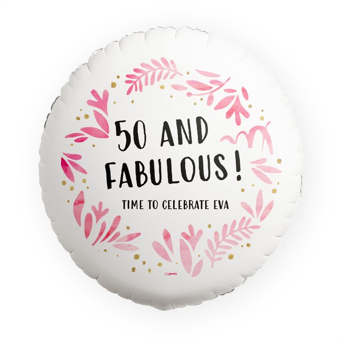 Ballon | 50 and fabulous! | met eigen tekst, leeftijd en naam