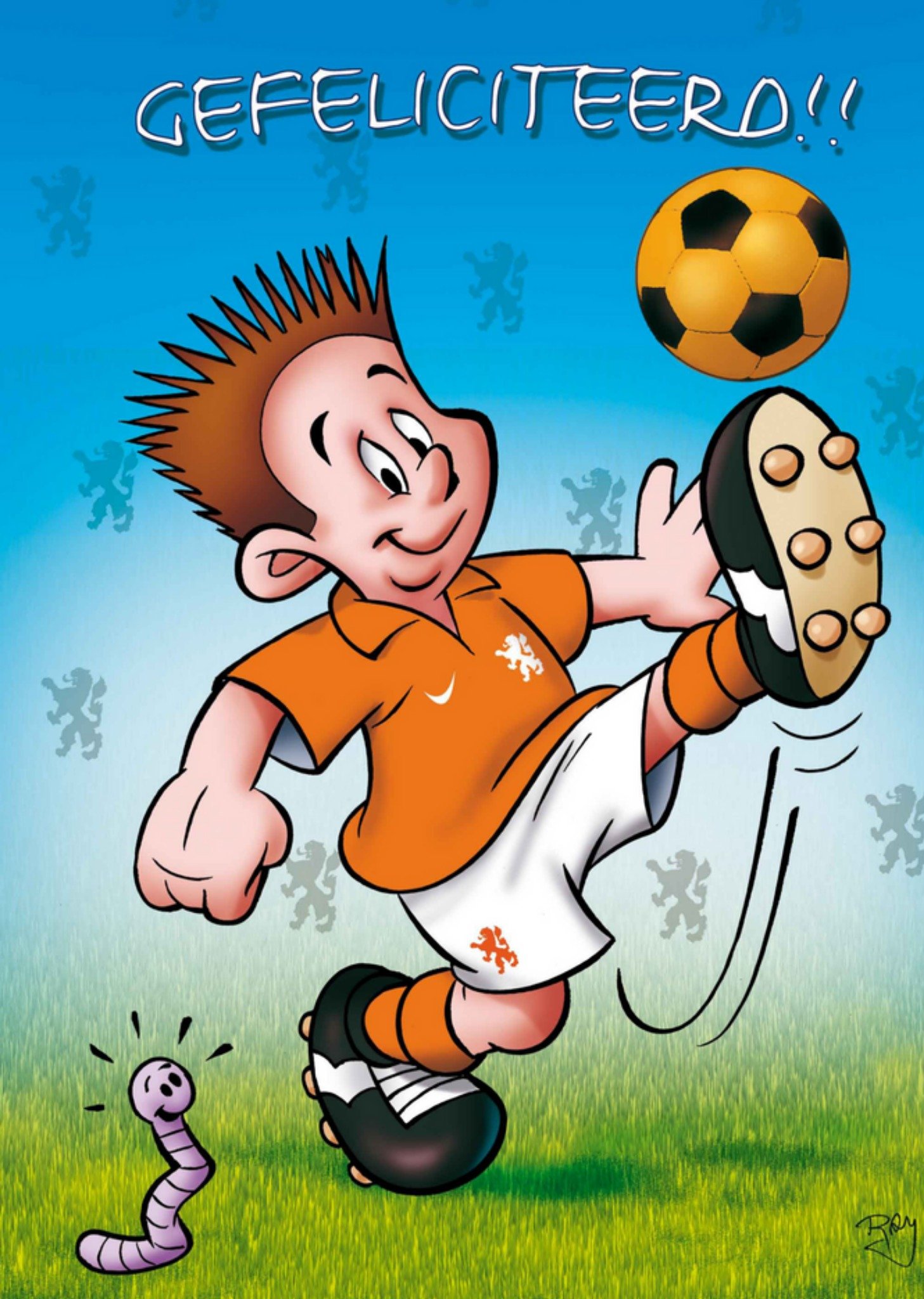 Doodles - Felicitatiekaart - voetbal - illustratie
