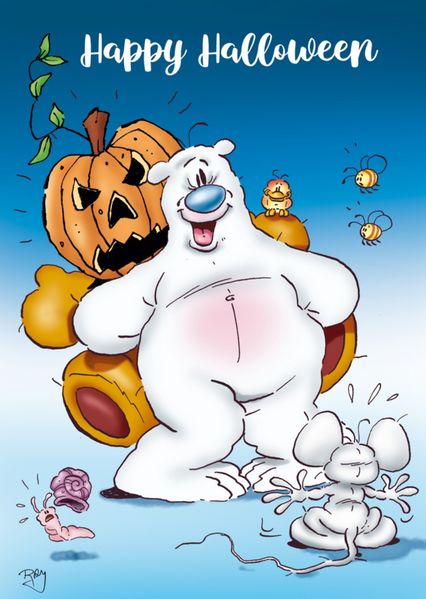 Doodles - Halloween kaart - ijsbeer