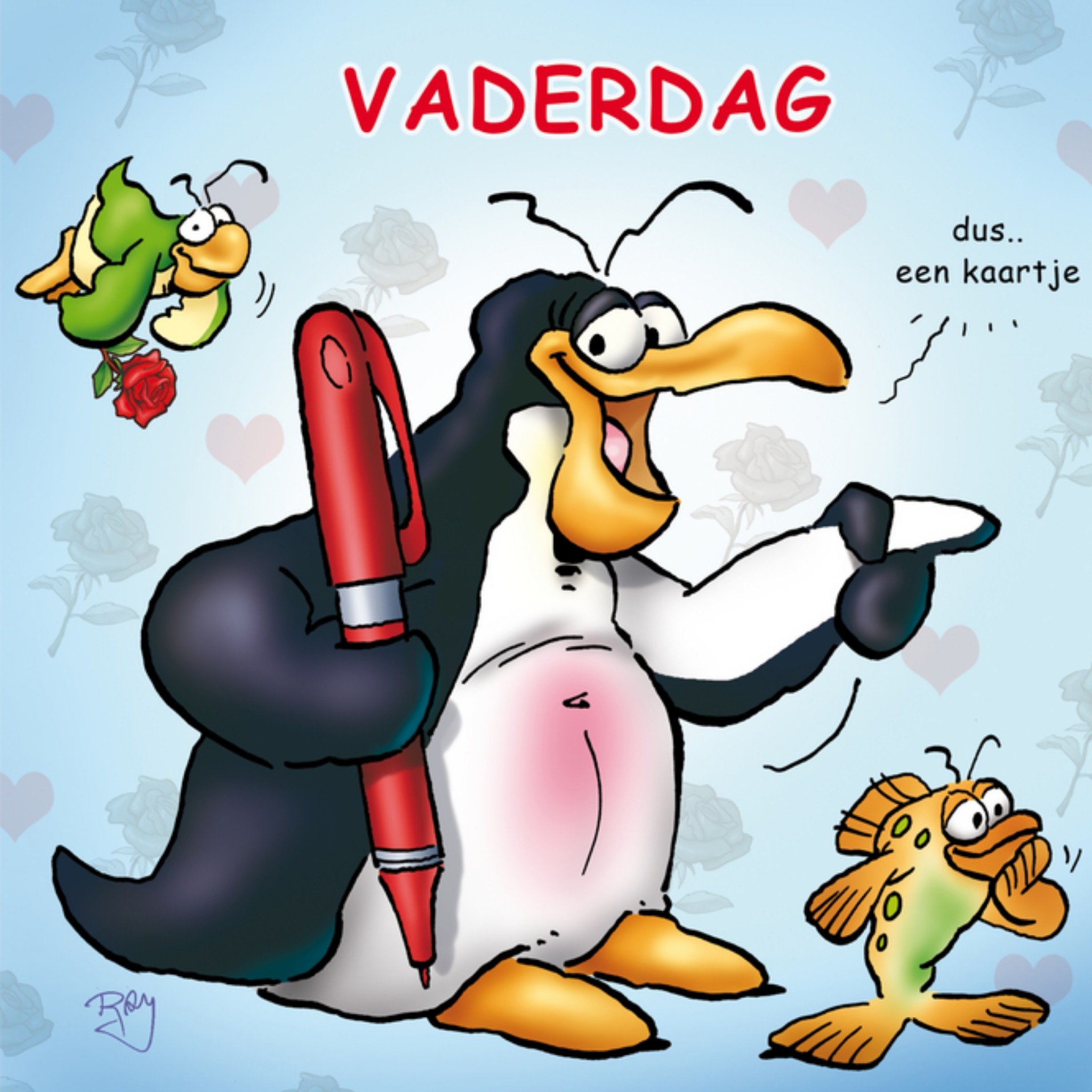 Doodles - Vaderdagkaart - pinguin
