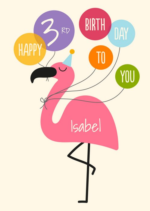 Greetz | Verjaardagskaart | flamingo met naam