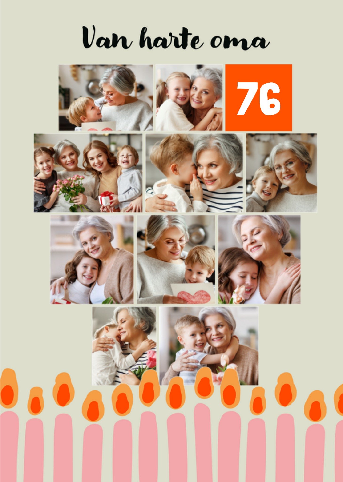 Verjaardagskaart - Met fotos - Van harte Oma