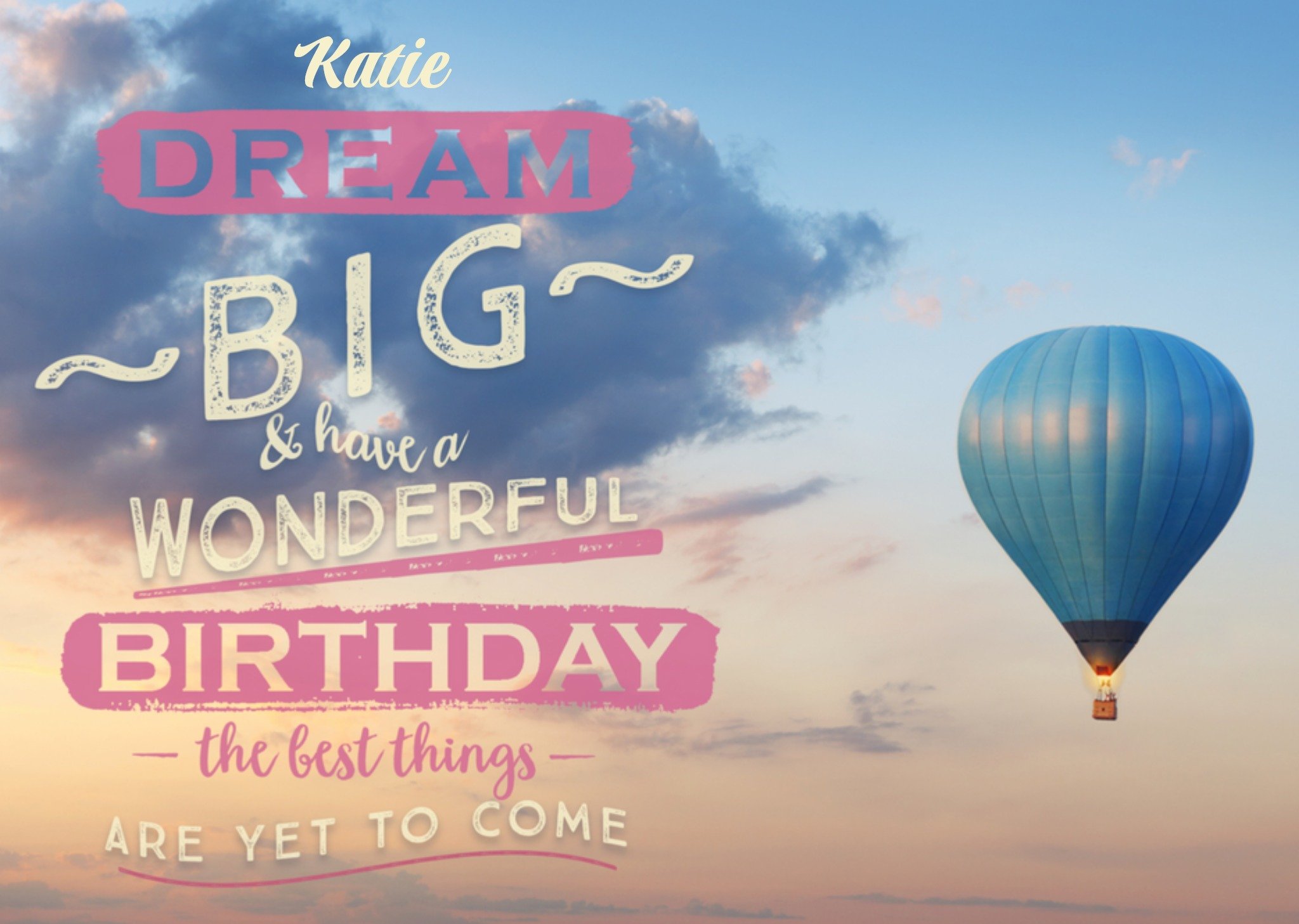 Verjaardagskaart - luchtballon met naam