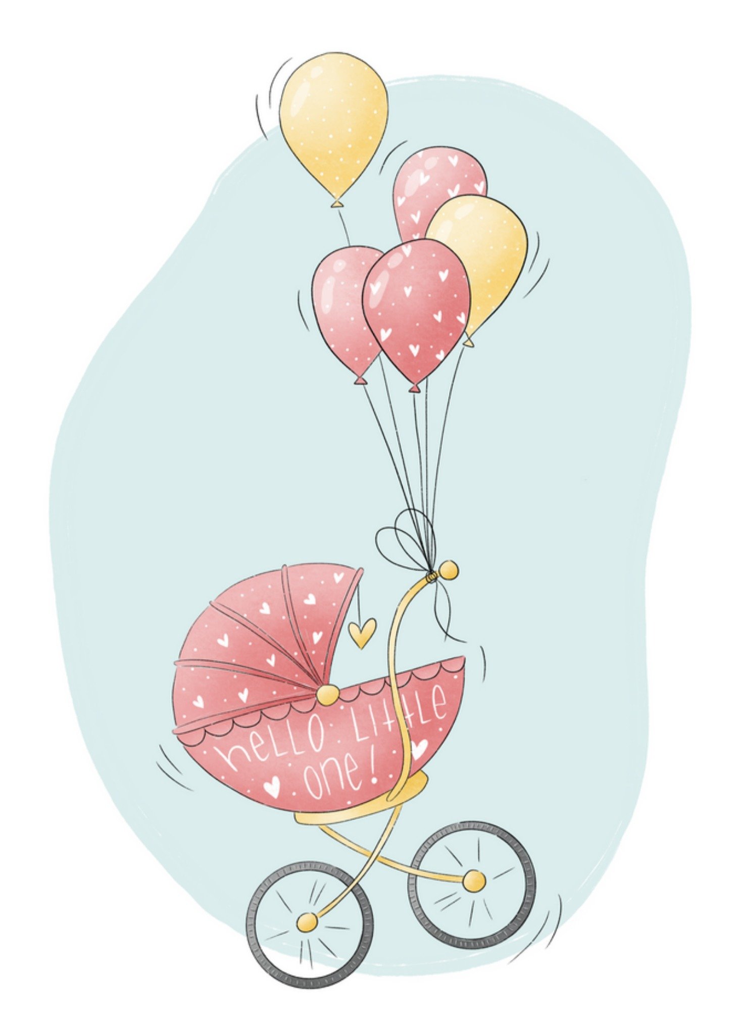 Studio Fred Illustraties - Geboortekaart - Ballonnen