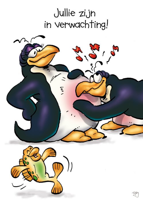Doodles | Zwangerschapskaart | Pinguïn