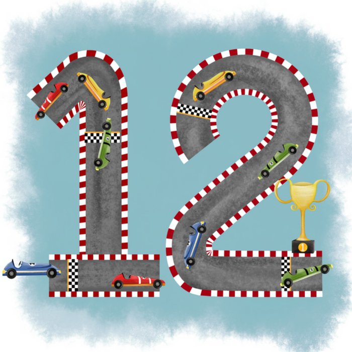 Greetz | Verjaardagskaart | 12 jaar | racebaan